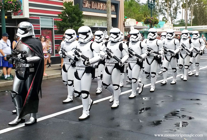 Stormtroopers walking down Hollywood Boulevard, Disney World.