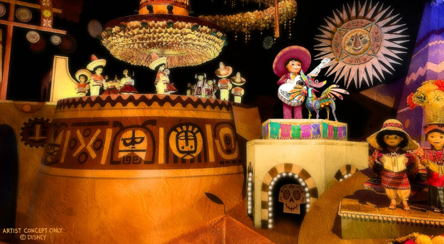 Miguel from Coco appearing in It's a Small World