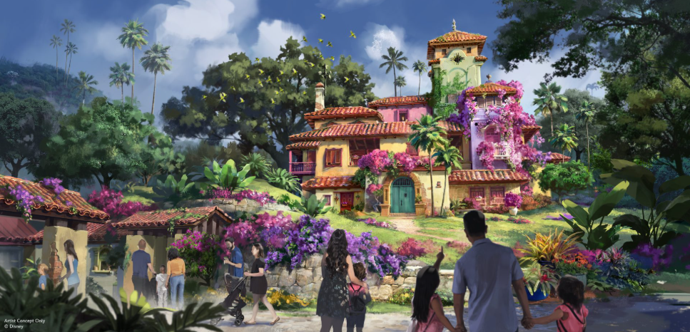 Concept art showing the colorful Madrigal casita from Encanto.