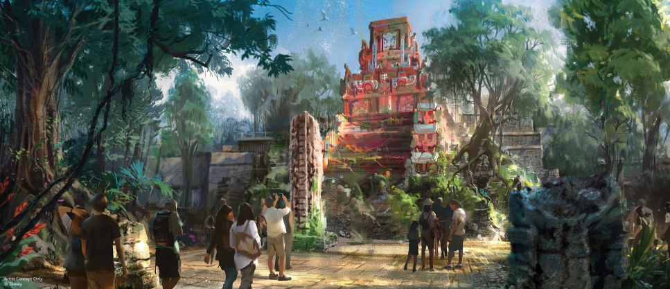 Concept art showing the new Indiana Jones ride at Disney World.